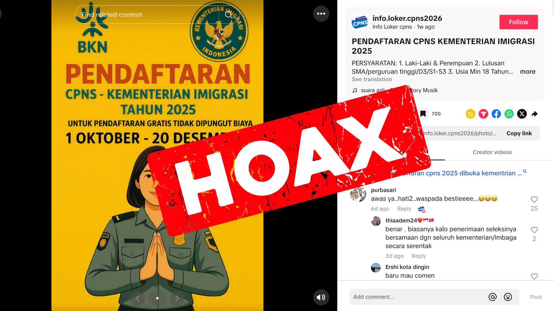 [HOAKS] PENDAFTARAN CPNS KEMENTERIAN IMIGRASI 2025