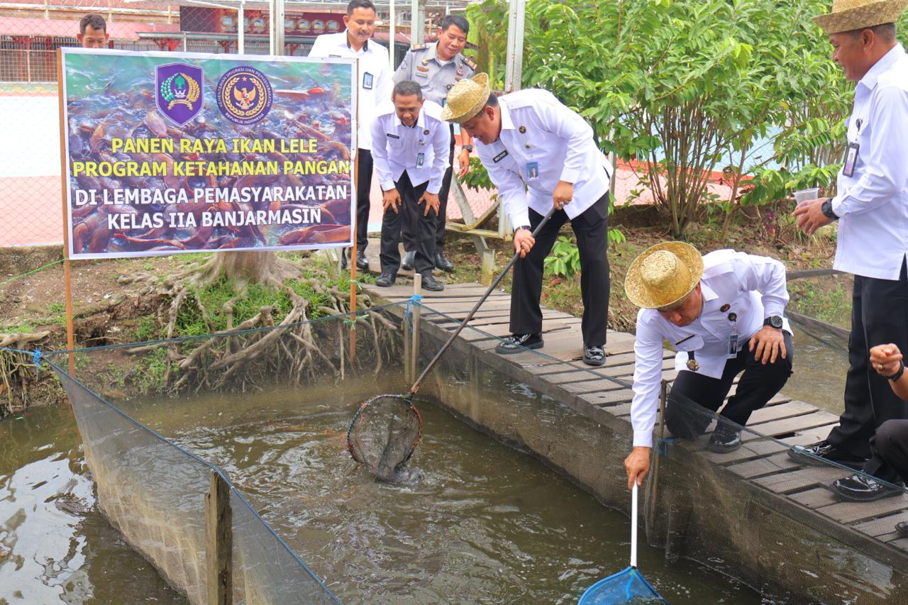 Lapas Banjarmasin Panen 86 kg Lele Hasil Program Pembinaan Ketahanan Pangan