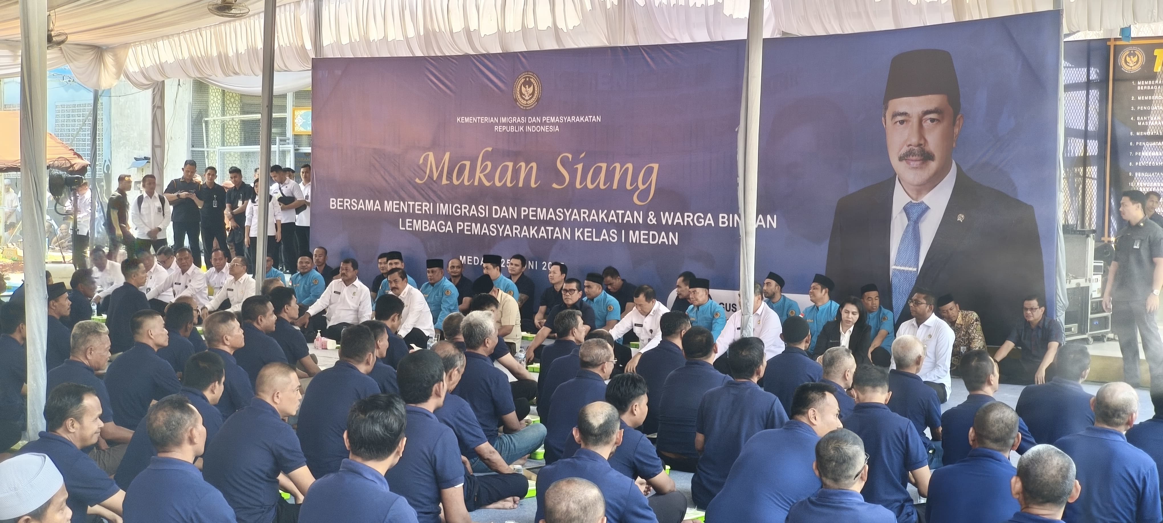 Kunjungi Lapas Kelas I Medan, Menteri Imipas Makan Siang Bareng Warga Binaan